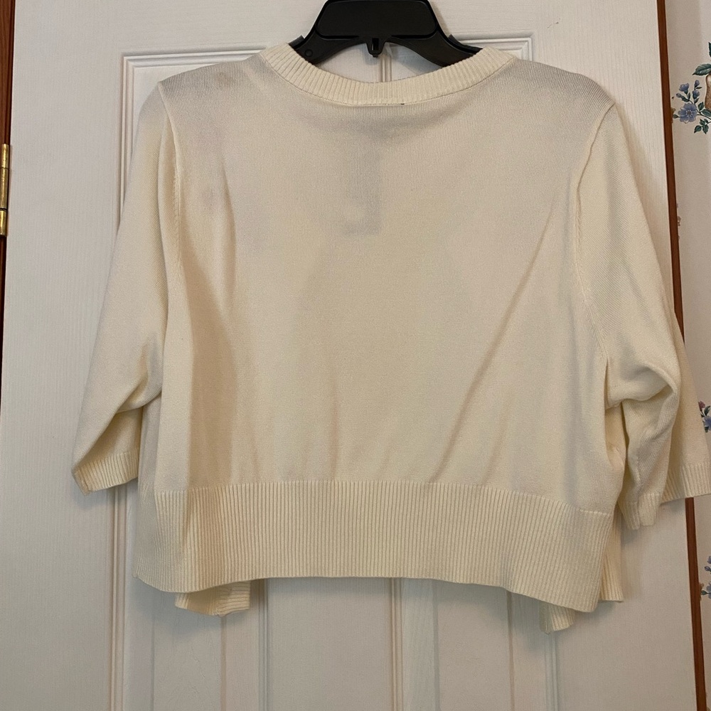 Torrid Ivory Cardigan with Strawberry Accents - Picture 2 of 3